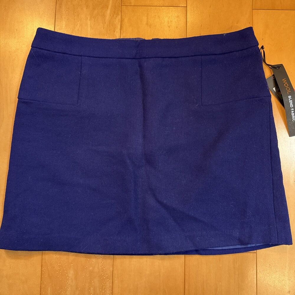ROYAL BLUE WOOL MINI Dahlia Collection NWT Size 10 Wool Blend Dark Blue Skirt